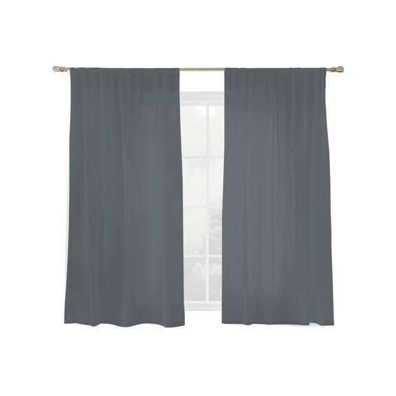 Grey Sheer Curtains 2 Panels Set Pure Solid Color Simple Turquoise Modern Sheer Window Curtains Light Filtering Rod Pocket Voile Drapes for Bedroom Living Room 52"x63"