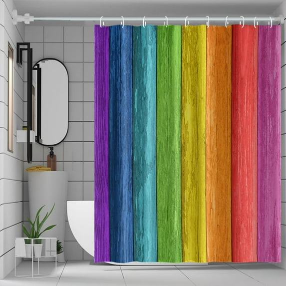 Grey Shower Curtain for Bathroom, Farmhouse Barn Door Shower Curtains 72x72inches Wood Stripes Fabric Waterproof Shower Curtain Set with Hooks for Stall RV Hotel