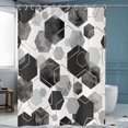 thumbnail image 1 of Grey Shower Curtain, Dark Grey Abstract Geometric Modern Grid Pattern Minimalist Bath Curtains Waterproof Fabric with Hooks for Home Decor, 72Wx78H, 1 of 6