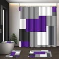 thumbnail image 1 of Grey Shower Curtain Set with Toilet Lid Cover and Non-Slip Rugs for Bathroom, Abstract Geometric 4 Pcs Shower Curtain Set, Modern Black White Bathroom Set with 12 Hooks, 1 of 7