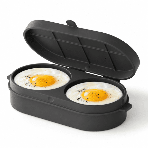 Grey Silicone Microwave Egg Bite Maker, Oven & Air Fryer Safe Breakfast Cooking Mold
