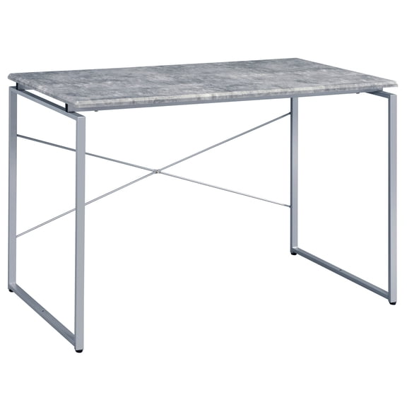 Grey Silver Desk with Metal Sled Base / Create Functional Workspace at Home