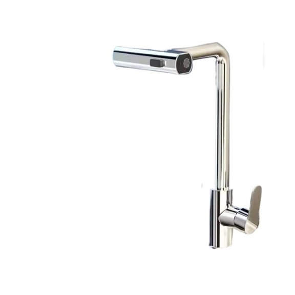 Grey/Silver Pull Out Kitchen Faucet, Flexible Hot and Cold Water Kitchen Sink Mixer Faucet Deck Mounted with Stream Shower Mode -Modern Design