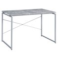Rectangular Design For Writing Grey Silver Writing Desk with Metal Sled Base Industrial Rectangular ...