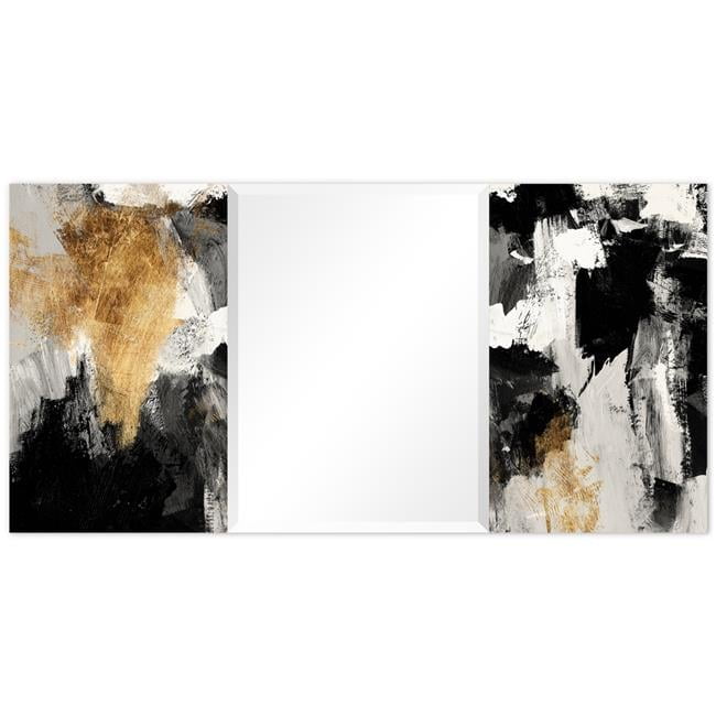 Gold and Black Abstract Tempered Glass Mirror Art, 32" x 64"