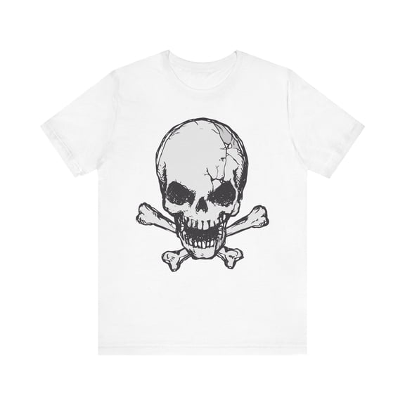 Grey Skull Graphic Design Tee, Skull Shirt, Vintage Tees, Art Design T-Shirt, Vintage Graphic Tee, Art Shirts with Skulls