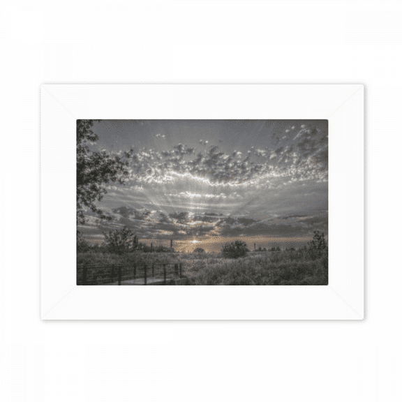 Grey Sky Dark White Clouds Photo Mount Frame Picture Art Painting Desktop 5x7 inch