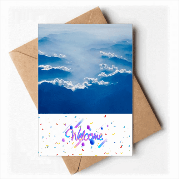 Grey Sky Fog White Clouds Welcome Back Greeting Cards Envelopes Blank
