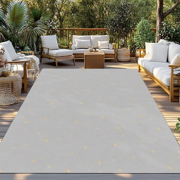 Grey Sky Indoor Outdoor Rugs 6x9 Ft, Modern Minimalist Watercolor Gold Star Dots Night Outdoor Patio Rugs Mat Washable Outside Area Rugs Carpet for Porch Deck RV Camping Pool Balcony Backyard