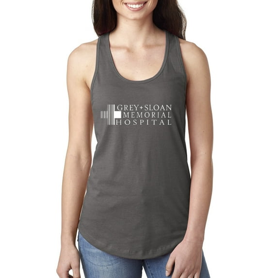 Grey Sloan Grey's Anatomy Pop Ladies Racerback Tank Top, Dark Grey, Small