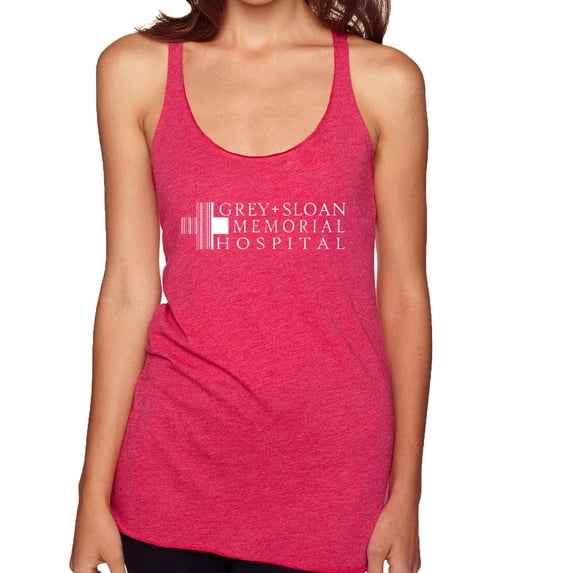 Grey Sloan Grey's Anatomy Pop Tri-Blend Racerback Tank Top, Shocking Pink, Small