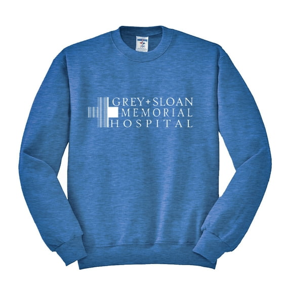 Grey Sloan Grey's Anatomy Pop Unisex Crewneck Graphic Sweatshirt, Vintage Heather Blue, Small