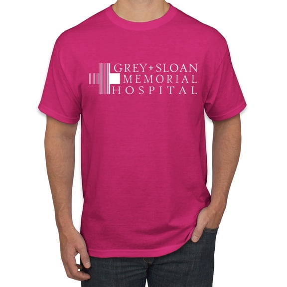Grey Sloan Memorial Hospital Fan Logo Pop Culture Men's Graphic T-Shirt, Fuschia, 3XL