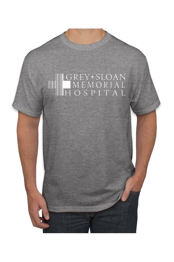 Grey Sloan Memorial Hospital Fan Logo Pop Culture Men's Graphic T-Shirt, Heather Grey, Large