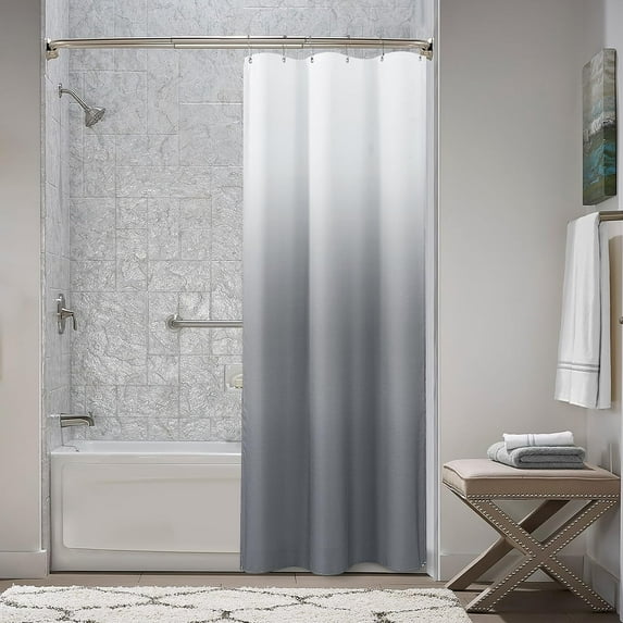 Grey Small Stall Shower Curtain 36 inch Wide Bathroom Shower Stall Curtain Set Grey White Shower Curtain Geometric Grey and White Shower Curtain Narrow Half Gray Bath Curtain 36x72 inches
