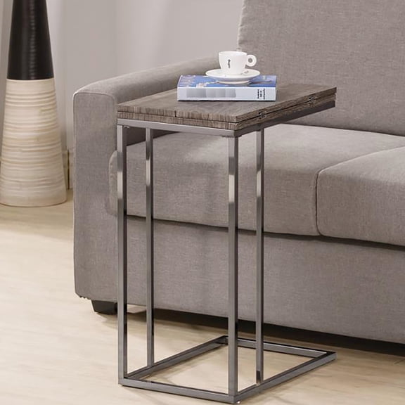 Grey Snack Table with Expandable Top / Ideal for Sofa Side Placement