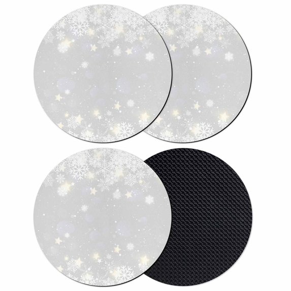 Grey Snowflake Christmas Coasters Set of 4, Absorbent Coasters for Drinks, Winter Xmas Snowflake Farmhouse Coaster for Desk Coffee Table Protection, Home Decor House Warming Gifts 4"