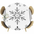 thumbnail image 1 of Grey Snowflake Christmas Fitted Tablecloth with Elastic Edged, Round Table Cloth for Dining Table, Xmas Abstract Art Winter Waterproof Oil Proof Table Cover for Indoor Outdoor 36"-44", 1 of 9
