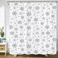 thumbnail image 1 of Grey Snowflake Shower Curtain Christmas Winter Holiday Shower Curtains White Waterproof Bathroom Decor Polyester Fabric Curtain Sets with 12 Hooks, 72x72 Inch, 1 of 6