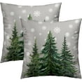 thumbnail image 1 of Grey Snowflake Trees Throw Pillow Covers Pack of 2, 18x18 Inch Xmas Tree Snow Winter Decorative Throw Pillowcases Farmhouse Holiday Pillow Cases Decoration for Sofa Couch, 1 of 6