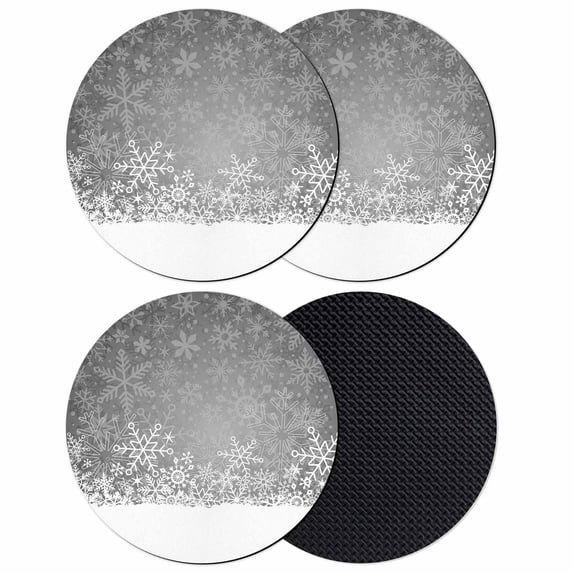 Grey Snowflakes Christmas Coasters Set of 4, Absorbent Coasters for Drinks, Winter Holiday Xmas Snowflake Coaster for Desk Coffee Table Protection, Home Decor House Warming Gifts 4"
