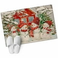 thumbnail image 1 of Grey Snowman Christmas Bathroom Mat 2x3 FT, Non Slip Small Kitchen Mat, Farmhouse Tree Xmas Washable Soft Backed Front Door Throw Rug Non-Shedding Indoor Outdoor Doormat for Entryway Sink, 1 of 9