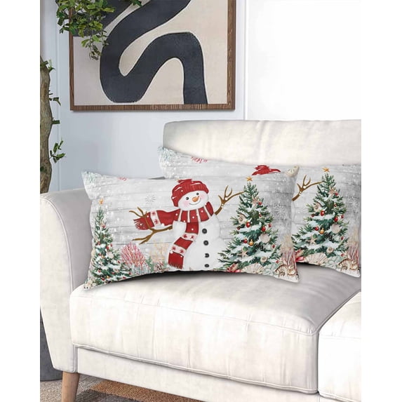 Grey Snowman Christmas California King Pillow Case - Microfiber Bed Throw Pillow Covers, Xmas Tree Coastal Snowflake Starfish Decorative Lumbar Pillow Cover with Envelope Closure for Sofa 20"x40"