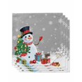 thumbnail image 1 of Grey Snowman Christmas Cloth Napkins Set of 4 Reusable Dinner Napkins, Gifts Xmas Tree Winter Snowflake Cocktail Napkin Washable Table Napkins for Wedding/Holiday Party/Baby Shower 20"x20", 1 of 7