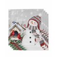 thumbnail image 1 of Grey Snowman Christmas Cloth Napkins Set of 4 Reusable Dinner Napkins, Xmas Snowflake Birds Berry Winter Cocktail Napkin Washable Table Napkins for Wedding/Holiday Party/Baby Shower 20"x20", 1 of 7