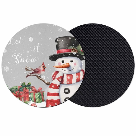 Grey Snowman Christmas Coasters Set of 2, Absorbent Coasters for Drinks, Winter Snowflake Xmas Gifts Coaster for Desk Coffee Table Protection, Home Decor House Warming Gifts 4"