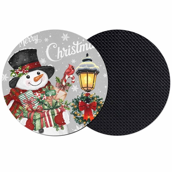 Grey Snowman Christmas Coasters Set of 2, Absorbent Coasters for Drinks, Xmas Snowflake Botanical Coaster for Desk Coffee Table Protection, Home Decor House Warming Gifts 4"