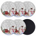 thumbnail image 1 of Grey Snowman Christmas Coasters Set of 6, Absorbent Coasters for Drinks, Snowflake Red Truck Xmas Tree Gifts Coaster for Desk Coffee Table Protection, Home Decor House Warming Gifts 4", 1 of 8