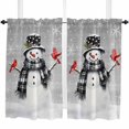 thumbnail image 1 of Grey Snowman Christmas Kitchen Curtain 2 Panels Curtains 45 Inch Length, Xmas Snowflake Birds Curtains Rod Pocket Curtains Window Drapes Treatment Window Cafe Curtains, 1 of 5