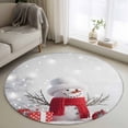 thumbnail image 1 of Grey Snowman Christmas Round Rug 3ft Washable Circle Entryway Rugs Non Slip Xmas Snowflake Balls Gifts Area Rug Indoor Floor Carpet for Bedroom Kitchen Living Room Home Office Dining Room Nursery, 1 of 8