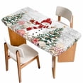 thumbnail image 1 of Grey Snowman Christmas Table Cloths for 3 Foot Rectangle Tables, Xmas Tree Coastal Snowflake Starfish Patio Waterproof Elastic Fitted Tablecloths, Washable Rectangular Table Cover for Camping, 1 of 8