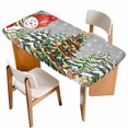 thumbnail image 1 of Grey Snowman Christmas Table Cloths for 4 Foot Rectangle Tables, Xmas Tree Ball Snowflake Winter Patio Waterproof Elastic Fitted Tablecloths, Washable Rectangular Table Cover for Camping, 1 of 8