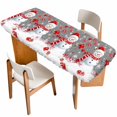 thumbnail image 1 of Grey Snowman Christmas Table Cloths for 8 Foot Rectangle Tables, Xmas Balls Snowflake Patio Waterproof Elastic Fitted Tablecloths, Washable Rectangular Table Cover for Camping, 1 of 8
