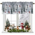 thumbnail image 1 of Grey Snowman Christmas Valances for Windows, Xmas Tree Snowflake Birds Rod Pocket Valance Short Window Treatments Curtains for Kitchen Bathroom Bedroom Decor, 56 x 16 In, 1 of 9