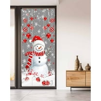 Grey Snowman Christmas Window Privacy Film Stained Glass Window Film Decorative Windows Cover Static Windows Cling for Glass Door Xmas Balls Snowflake Stickers for Bathroom 35.4"x78.7"