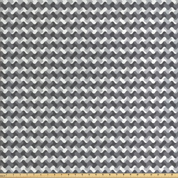 Ambesonne Vintage Fabric by the Yard Upholstery, Gradient Retro Lines, 10 Yards, Charcoal Grey