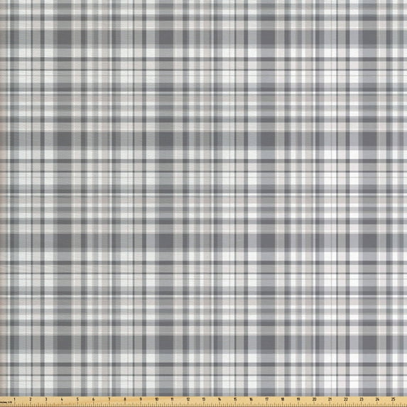 Ambesonne Geometric Fabric by the Yard Upholstery, Vertical Line Square, 10 Yards, Grey White