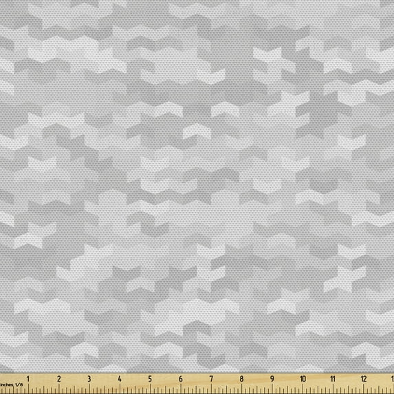 Ambesonne Modern Fabric by the Yard Upholstery, Game Like Pattern, 1 Yard, White