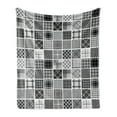 thumbnail image 1 of Grey Soft Flannel Fleece Blanket, Mixed Checkered Squared Scotch Plaid Striped Patterns in Patchwork Style Image, Cozy Plush for Indoor and Outdoor Use, 70" x 90", Black White Grey, by Ambesonne, 1 of 5