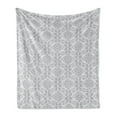 thumbnail image 1 of Grey Soft Flannel Fleece Blanket, Victorian Antique Tile Pattern with Royal Curlicues Old Rich Scroll Regency Motifs, Cozy Plush for Indoor and Outdoor Use, 60" x 80", Grey Pale Grey, by Ambesonne, 1 of 5