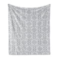 thumbnail image 1 of Grey Soft Flannel Fleece Blanket, Victorian Antique Tile Pattern with Royal Curlicues Old Rich Scroll Regency Motifs, Cozy Plush for Indoor and Outdoor Use, 70" x 90", Grey Pale Grey, by Ambesonne, 1 of 5