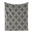 thumbnail image 1 of Grey Soft Flannel Fleece Throw Blanket, Antique Pattern with Ornamental Flowers Traditional Damask Pattern, Cozy Plush for Indoor and Outdoor Use, 50" x 70", Grey Black White, by Ambesonne, 1 of 6