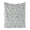 thumbnail image 1 of Grey Soft Flannel Fleece Throw Blanket, Cats Posing over Floral Background Feline Kitten Kitty Cartoon Art Prints, Cozy Plush for Indoor and Outdoor Use, 60" x 80", White, by Ambesonne, 1 of 5