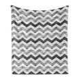 thumbnail image 1 of Grey Soft Flannel Fleece Throw Blanket, Chevron Striped ZigZag Pattern on Rustic Wooden Planks Design Monochrome Print, Cozy Plush for Indoor and Outdoor Use, 50" x 60", Grey White, by Ambesonne, 1 of 6