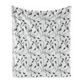 thumbnail image 1 of Grey Soft Flannel Fleece Throw Blanket, Contemporary Graphic of Fall Autumn Leaves and Branches Simple Pure Shabby Artwork, Cozy Plush for Indoor and Outdoor Use, 70" x 90", Grey White, by Ambesonne, 1 of 5