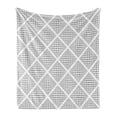 thumbnail image 1 of Grey Soft Flannel Fleece Throw Blanket, Digital Geometric Volumetric Diamond Form with Dashed Effects Web Lines Image Print, Cozy Plush for Indoor and Outdoor Use, 50" x 70", White, by Ambesonne, 1 of 5